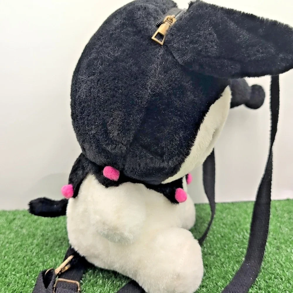 Kuromi Plush Stuffed Black White Animal Adjustable Straps Backpack 11.5